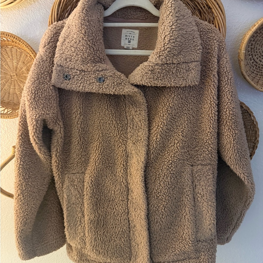 BillaBong Cozy Taupe Teddy Fleece Jacket